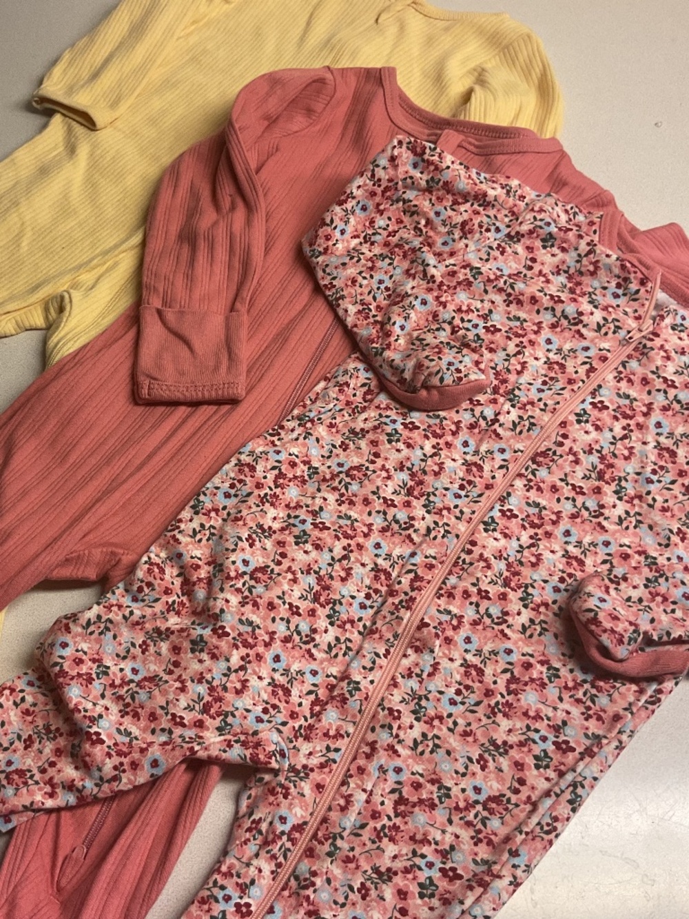 SET OF THREE 6-9 100% COTTON BABY GIRL SLEEPWEAR